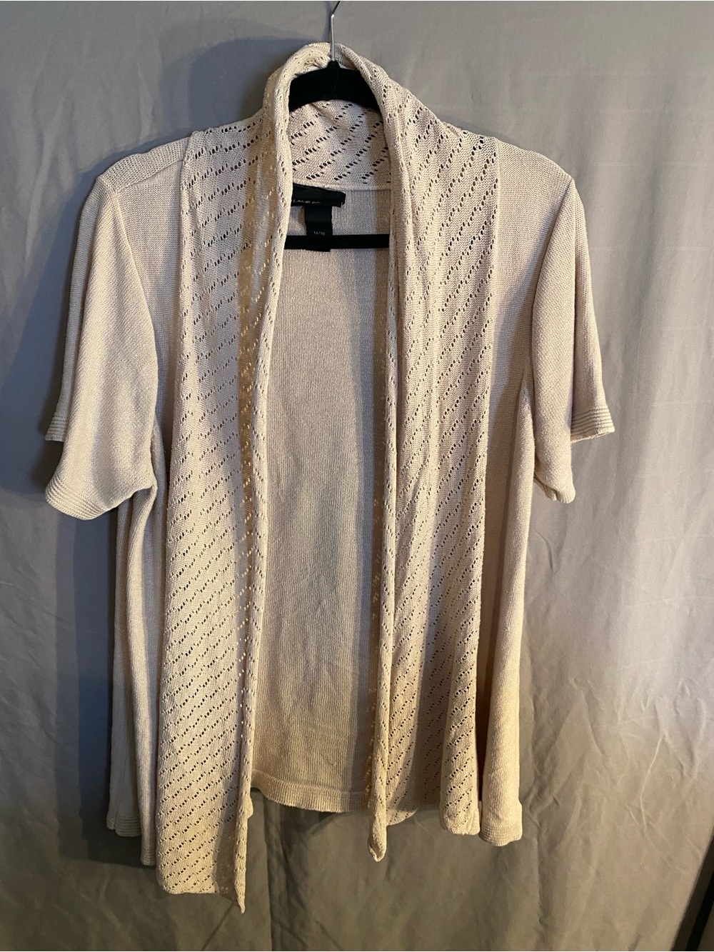 Lane Bryant Cream Short-Sleeve Open Cardigan